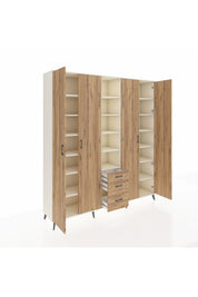 Hyperion Dolap 17 Raflı 3 Çekmeceli 4 Kapaklı 220x44x243 Aytaşı-Çam/Çam