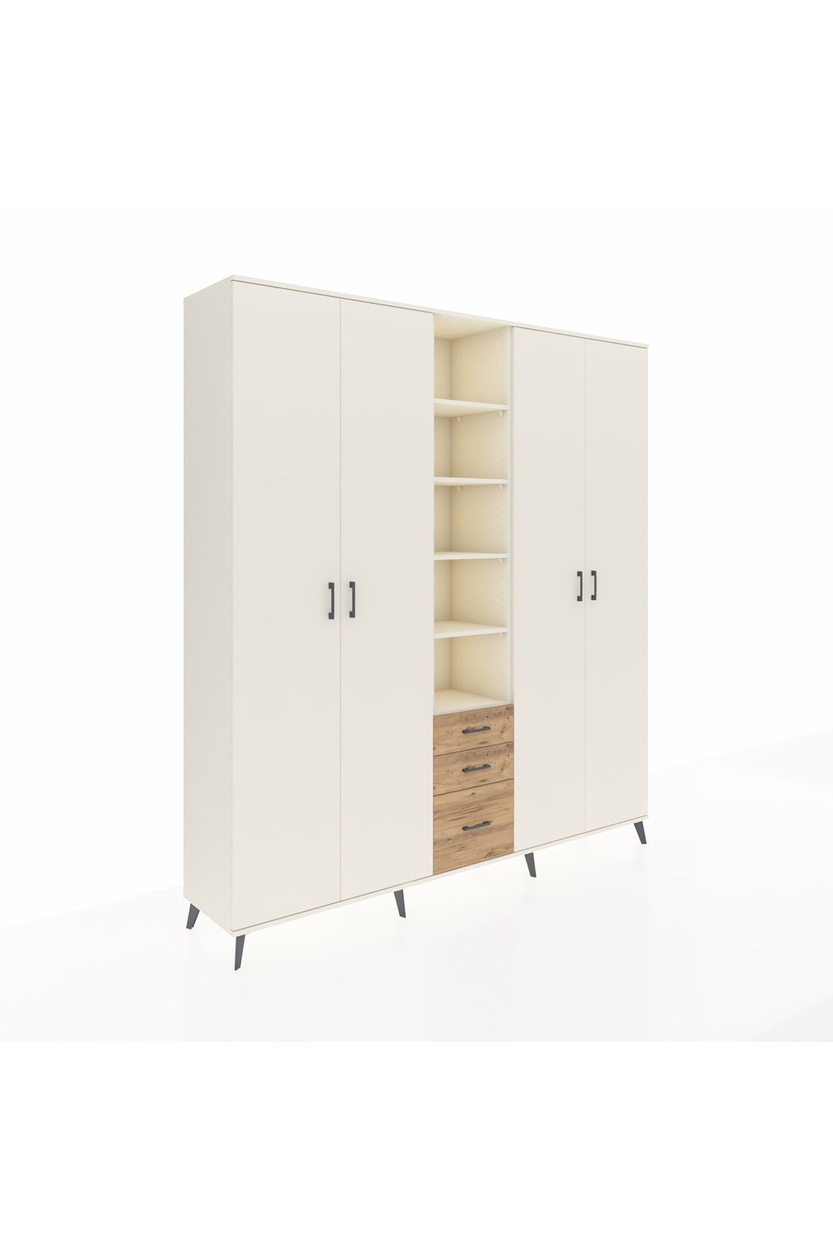 Hyperion Dolap 17 Raflı 3 Çekmeceli 4 Kapaklı 220x44x243 Aytaşı-Aytaşı/Çam