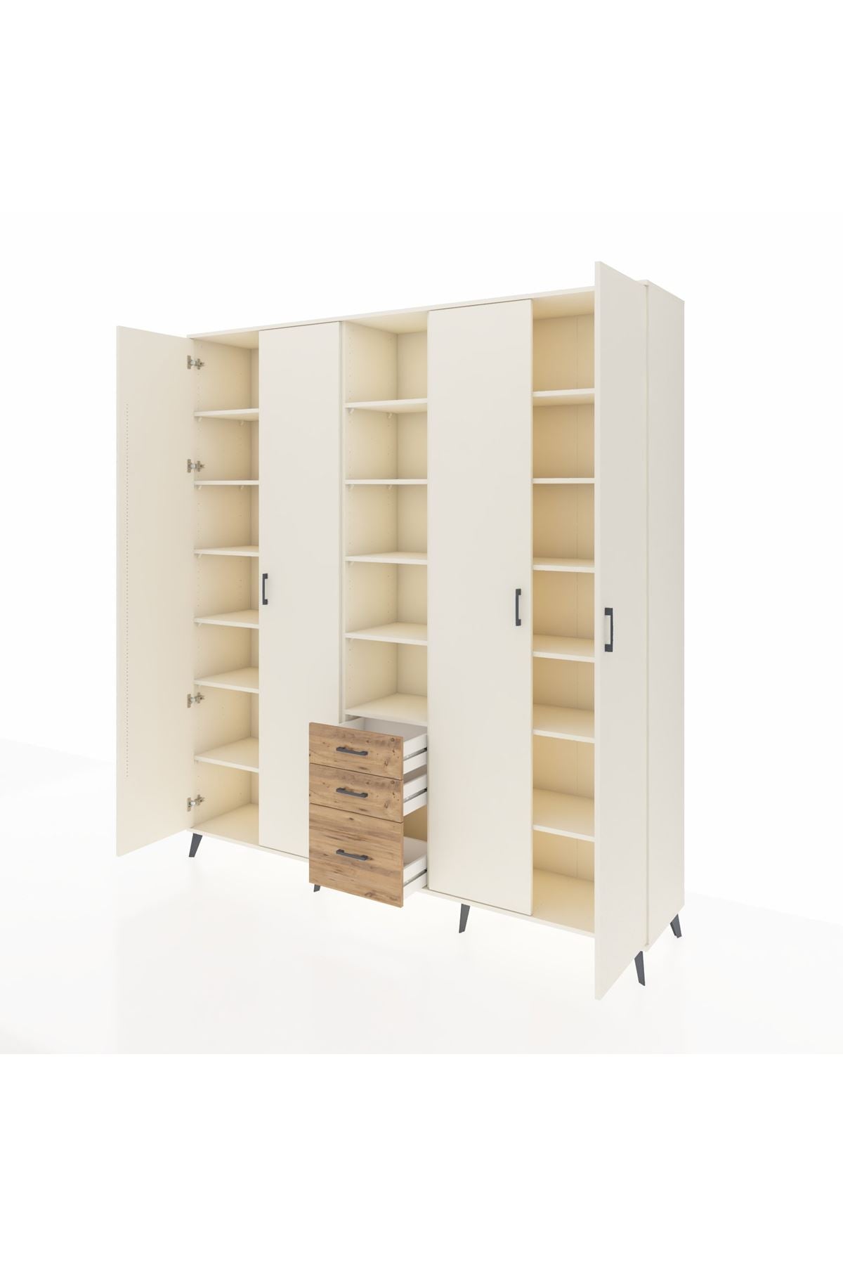 Hyperion Dolap 17 Raflı 3 Çekmeceli 4 Kapaklı 220x44x243 Aytaşı-Aytaşı/Çam