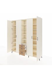 Hyperion Dolap 17 Raflı 3 Çekmeceli 4 Kapaklı 220x44x243 Aytaşı-Aytaşı/Çam