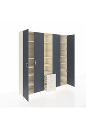 Hyperion Dolap 17 Raflı 3 Çekmeceli 4 Kapaklı 220x44x243 Aytaşı-Antrasit/Aytaşı