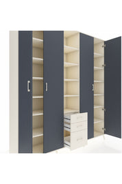 Hyperion Dolap 17 Raflı 3 Çekmeceli 4 Kapaklı 220x44x243 Aytaşı-Antrasit/Aytaşı