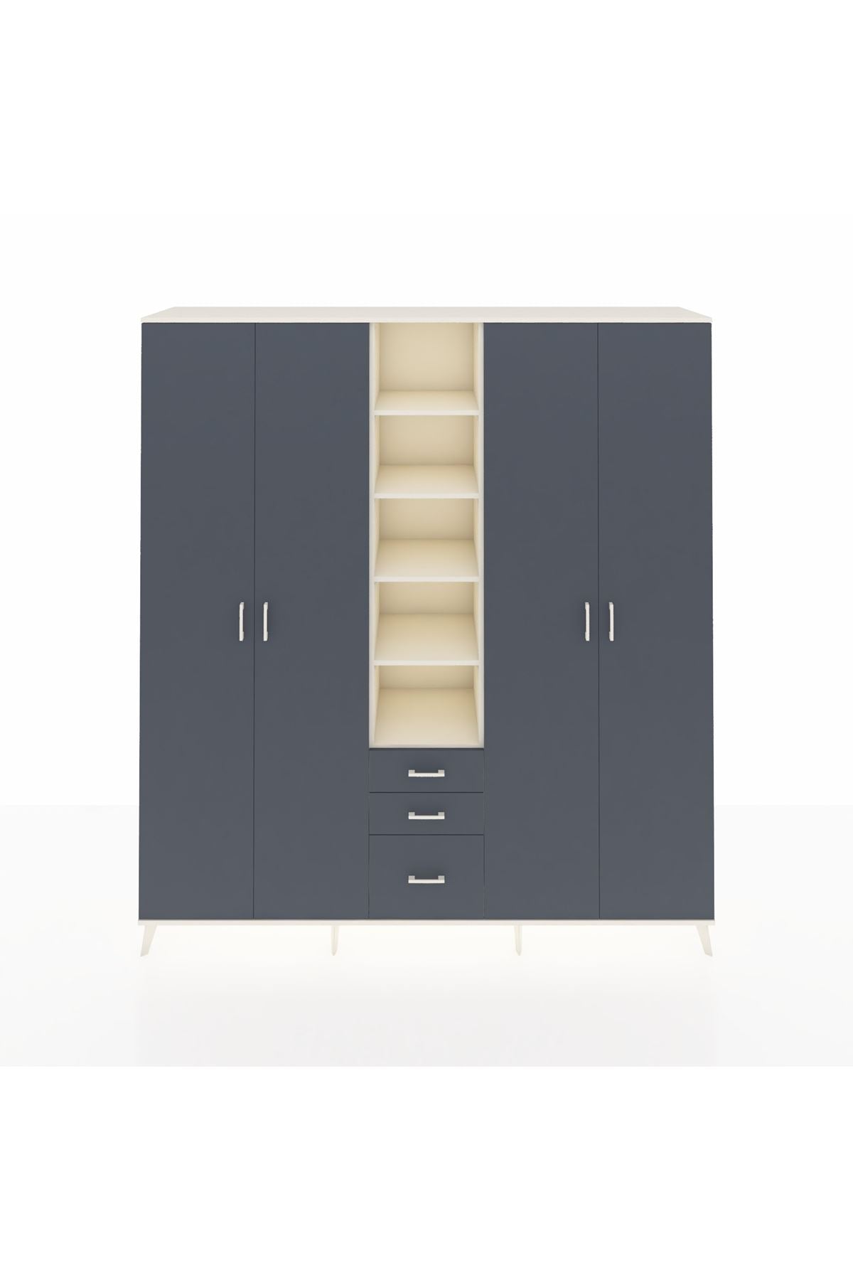 Hyperion Dolap 17 Raflı 3 Çekmeceli 4 Kapaklı 220x44x243 Aytaşı-Antrasit/Antrasit