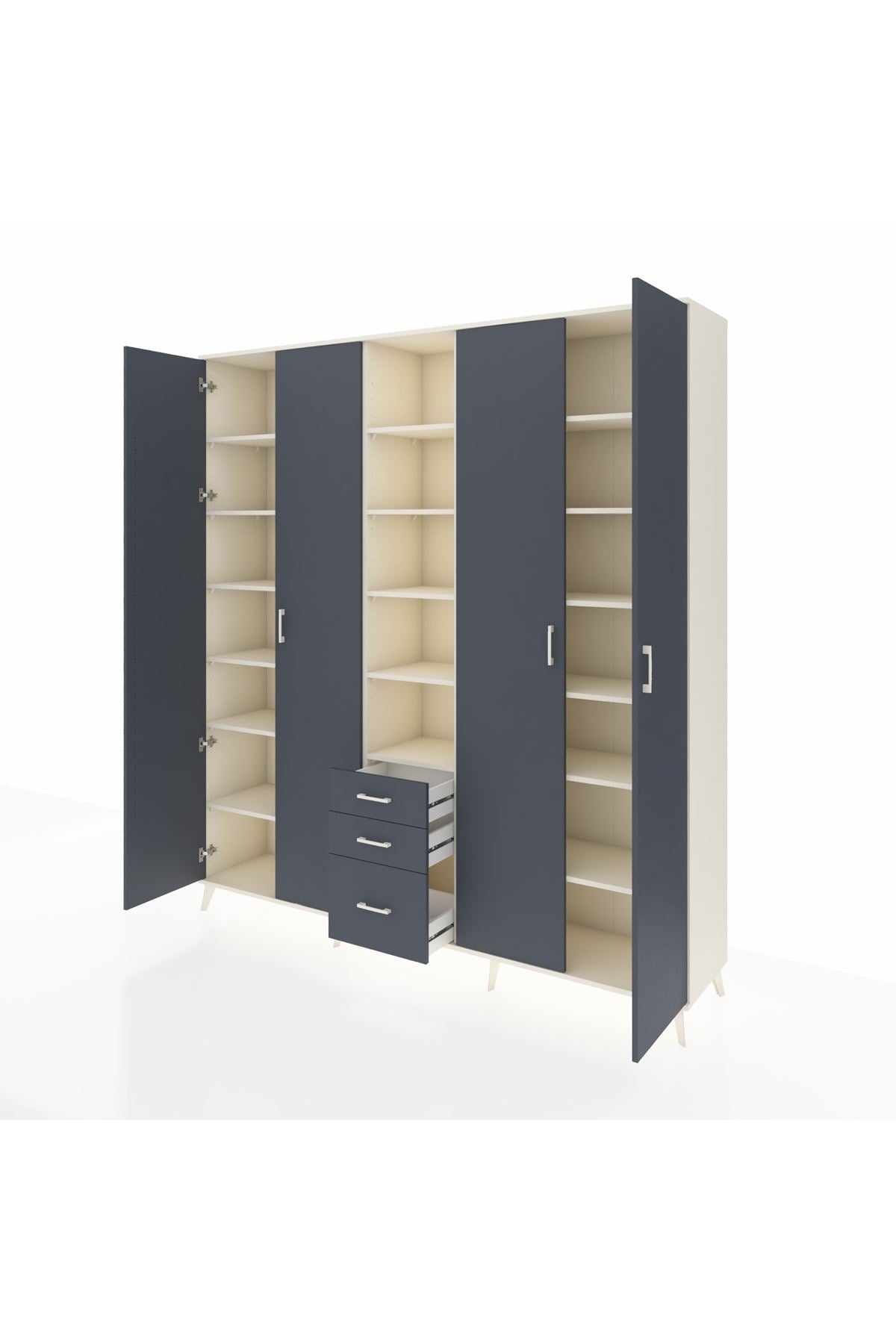 Hyperion Dolap 17 Raflı 3 Çekmeceli 4 Kapaklı 220x44x243 Aytaşı-Antrasit/Antrasit