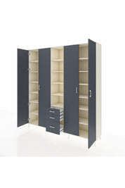 Hyperion Dolap 17 Raflı 3 Çekmeceli 4 Kapaklı 220x44x243 Aytaşı-Antrasit/Antrasit