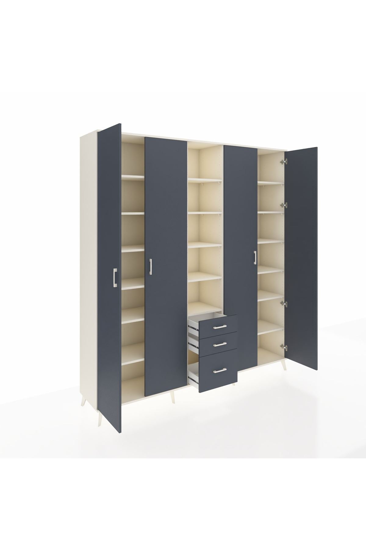 Hyperion Dolap 17 Raflı 3 Çekmeceli 4 Kapaklı 220x44x243 Aytaşı-Antrasit/Antrasit