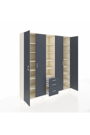 Hyperion Dolap 17 Raflı 3 Çekmeceli 4 Kapaklı 220x44x243 Aytaşı-Antrasit/Antrasit