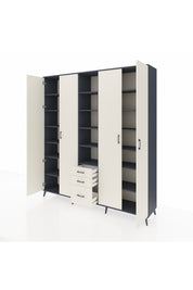 Hyperion Dolap 17 Raflı 3 Çekmeceli 4 Kapaklı 220x44x243 Antrasit-Aytaşı/Aytaşı