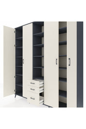 Hyperion Dolap 17 Raflı 3 Çekmeceli 4 Kapaklı 220x44x243 Antrasit-Aytaşı/Aytaşı