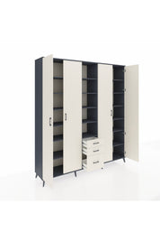 Hyperion Dolap 17 Raflı 3 Çekmeceli 4 Kapaklı 220x44x243 Antrasit-Aytaşı/Aytaşı