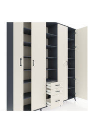 Hyperion Dolap 17 Raflı 3 Çekmeceli 4 Kapaklı 220x44x243 Antrasit-Aytaşı/Aytaşı