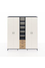 Hyperion Dolap 17 Raflı 3 Çekmeceli 4 Kapaklı 220x44x243 Antrasit-Aytaşı/Çam