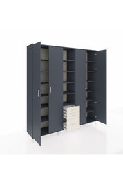 Hyperion Dolap 17 Raflı 3 Çekmeceli 4 Kapaklı 220x44x243 Antrasit-Antrasit/Aytaşı