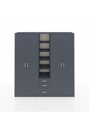 Hyperion Dolap 17 Raflı 3 Çekmeceli 4 Kapaklı 220x44x243 Antrasit-Antrasit/Antrasit