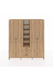 Hyperion Dolap 17 Raflı 3 Çekmeceli 4 Kapaklı 220x44x243 Çam-Çam/Çam