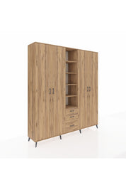 Hyperion Dolap 17 Raflı 3 Çekmeceli 4 Kapaklı 220x44x243 Çam-Çam/Çam
