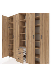 Hyperion Dolap 17 Raflı 3 Çekmeceli 4 Kapaklı 220x44x243 Çam-Çam/Çam