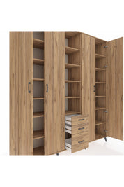 Hyperion Dolap 17 Raflı 3 Çekmeceli 4 Kapaklı 220x44x243 Çam-Çam/Çam