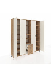 Hyperion Dolap 17 Raflı 3 Çekmeceli 4 Kapaklı 220x44x243 Çam-Aytaşı/Çam