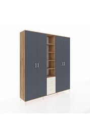 Hyperion Dolap 17 Raflı 3 Çekmeceli 4 Kapaklı 220x44x243 Çam-Antrasit/Aytaşı