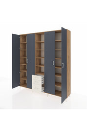 Hyperion Dolap 17 Raflı 3 Çekmeceli 4 Kapaklı 220x44x243 Çam-Antrasit/Aytaşı