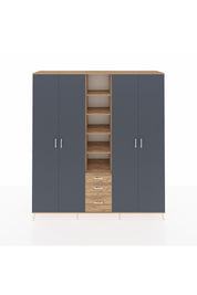 Hyperion Dolap 17 Raflı 3 Çekmeceli 4 Kapaklı 220x44x243 Çam-Antrasit/Çam