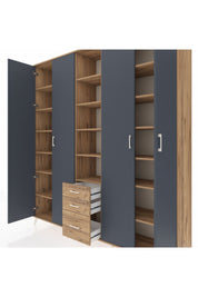 Hyperion Dolap 17 Raflı 3 Çekmeceli 4 Kapaklı 220x44x243 Çam-Antrasit/Çam