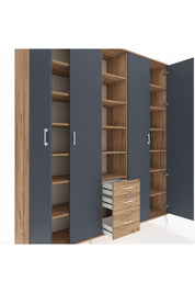 Hyperion Dolap 17 Raflı 3 Çekmeceli 4 Kapaklı 220x44x243 Çam-Antrasit/Çam