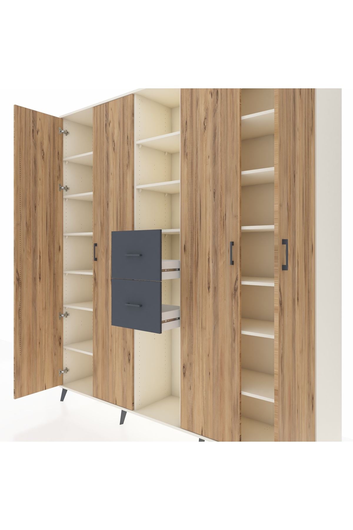 Hyperion Dolap 15 Raflı 2 Çekmeceli 4 Kapaklı 220x44x243 - S553M018V02B