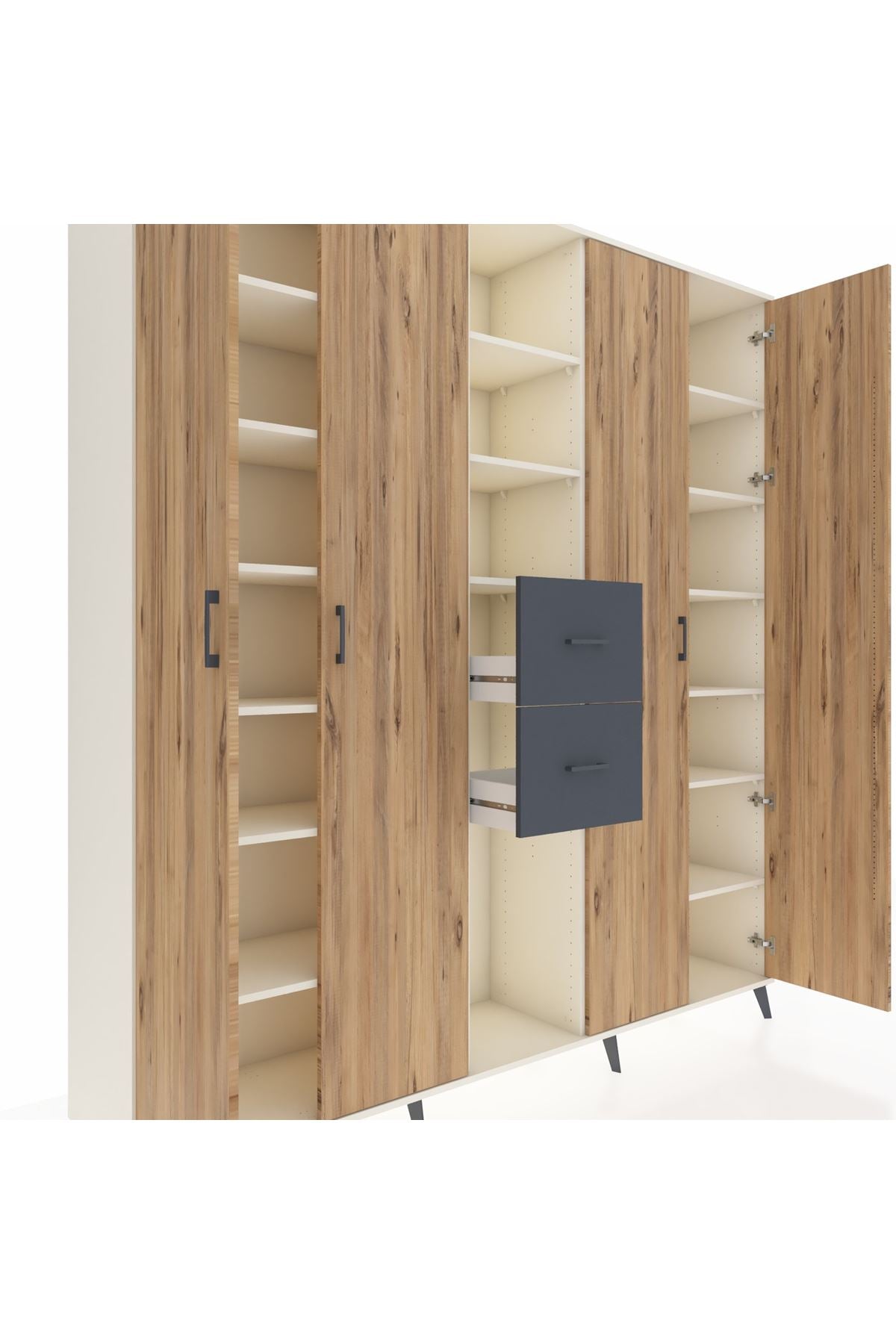 Hyperion Dolap 15 Raflı 2 Çekmeceli 4 Kapaklı 220x44x243 - S553M018V02B