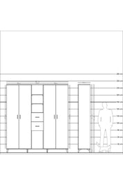Hyperion Dolap 15 Raflı 2 Çekmeceli 4 Kapaklı 220x44x243 - S553M018V04B