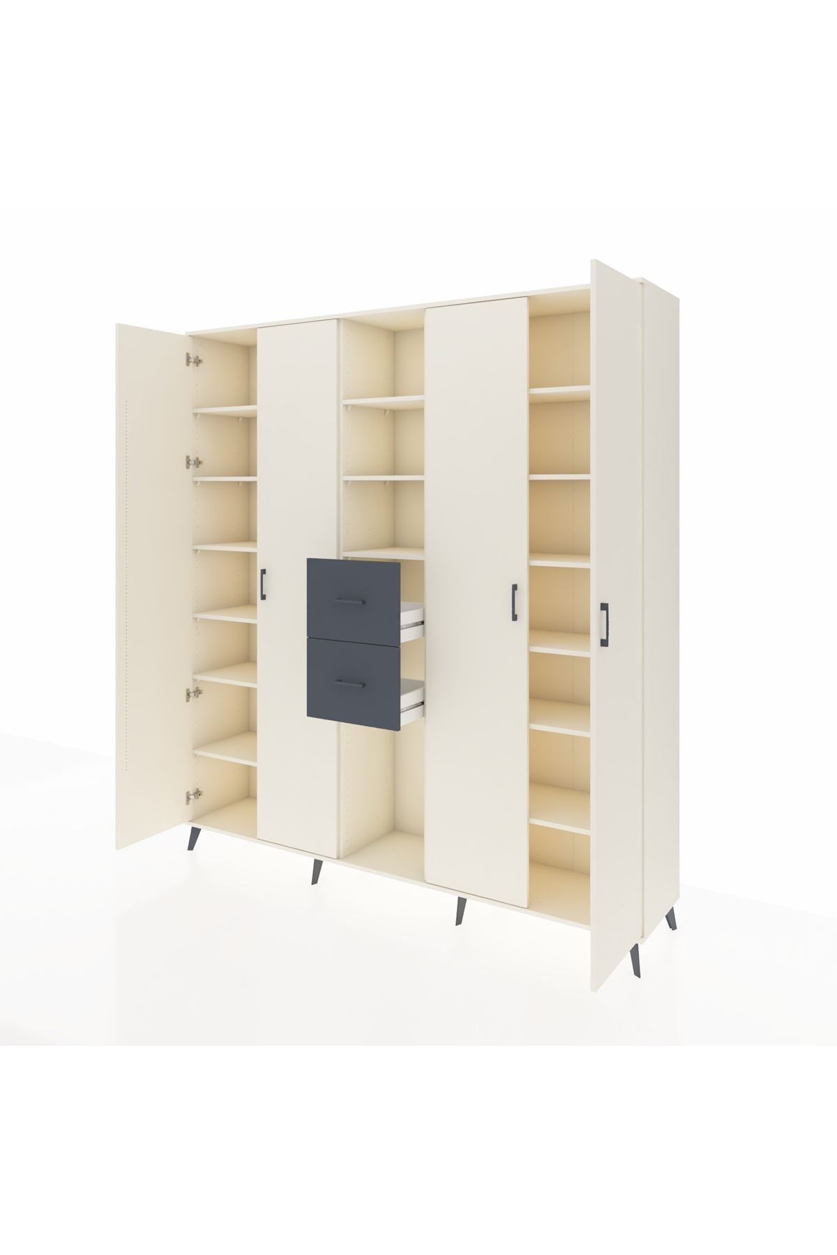 Hyperion Dolap 15 Raflı 2 Çekmeceli 4 Kapaklı 220x44x243 - S553M018V05B