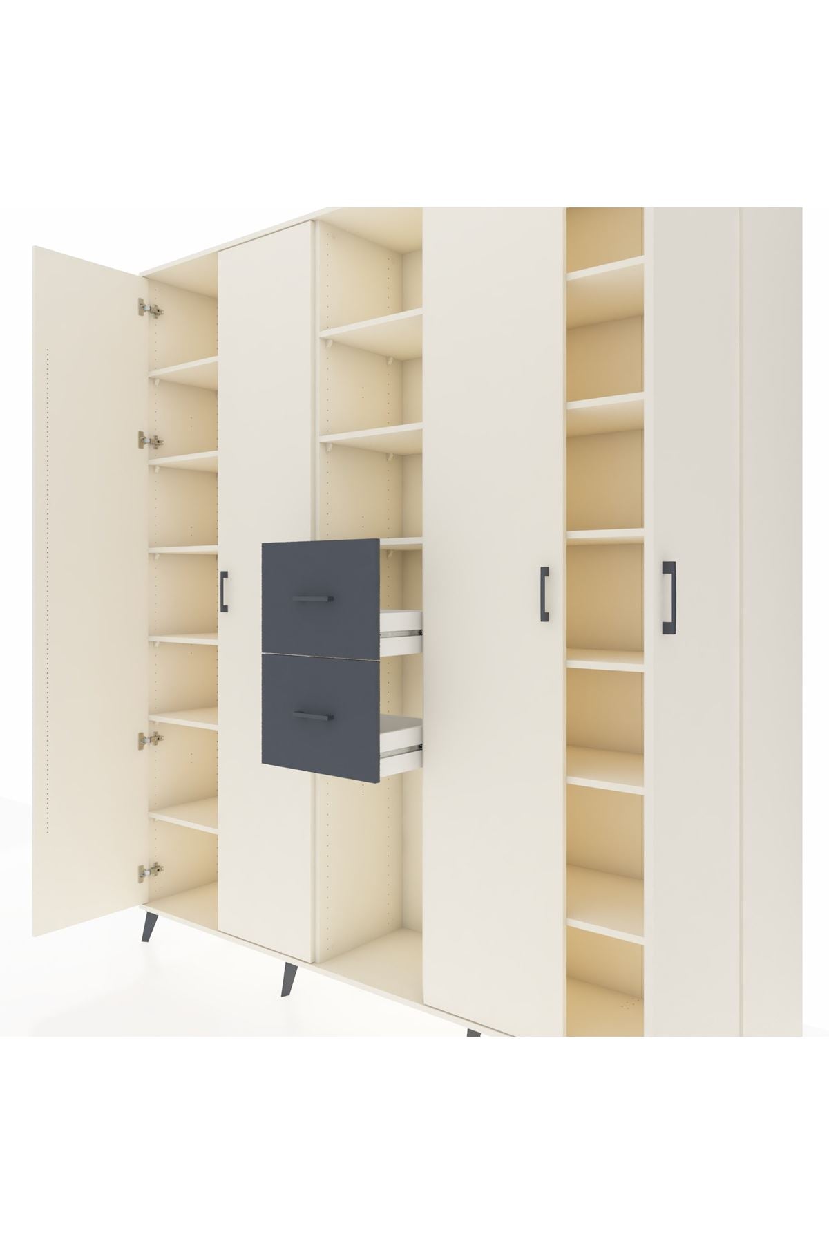 Hyperion Dolap 15 Raflı 2 Çekmeceli 4 Kapaklı 220x44x243 - S553M018V05B