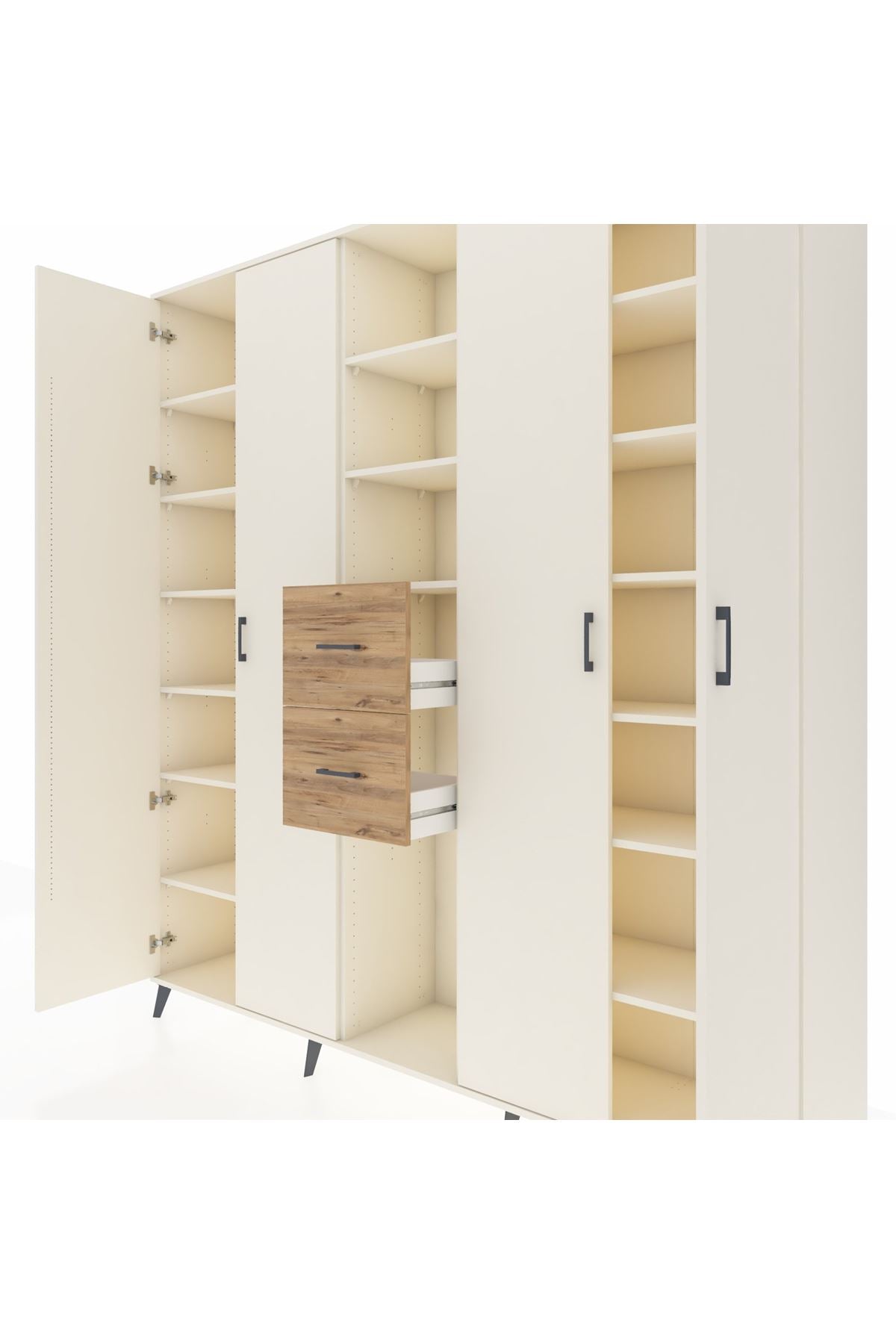 Hyperion Dolap 15 Raflı 2 Çekmeceli 4 Kapaklı 220x44x243 - S553M018V06B