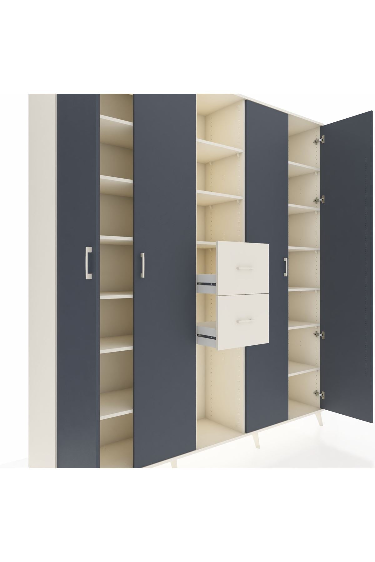 Hyperion Dolap 15 Raflı 2 Çekmeceli 4 Kapaklı 220x44x243 - S553M018V07B