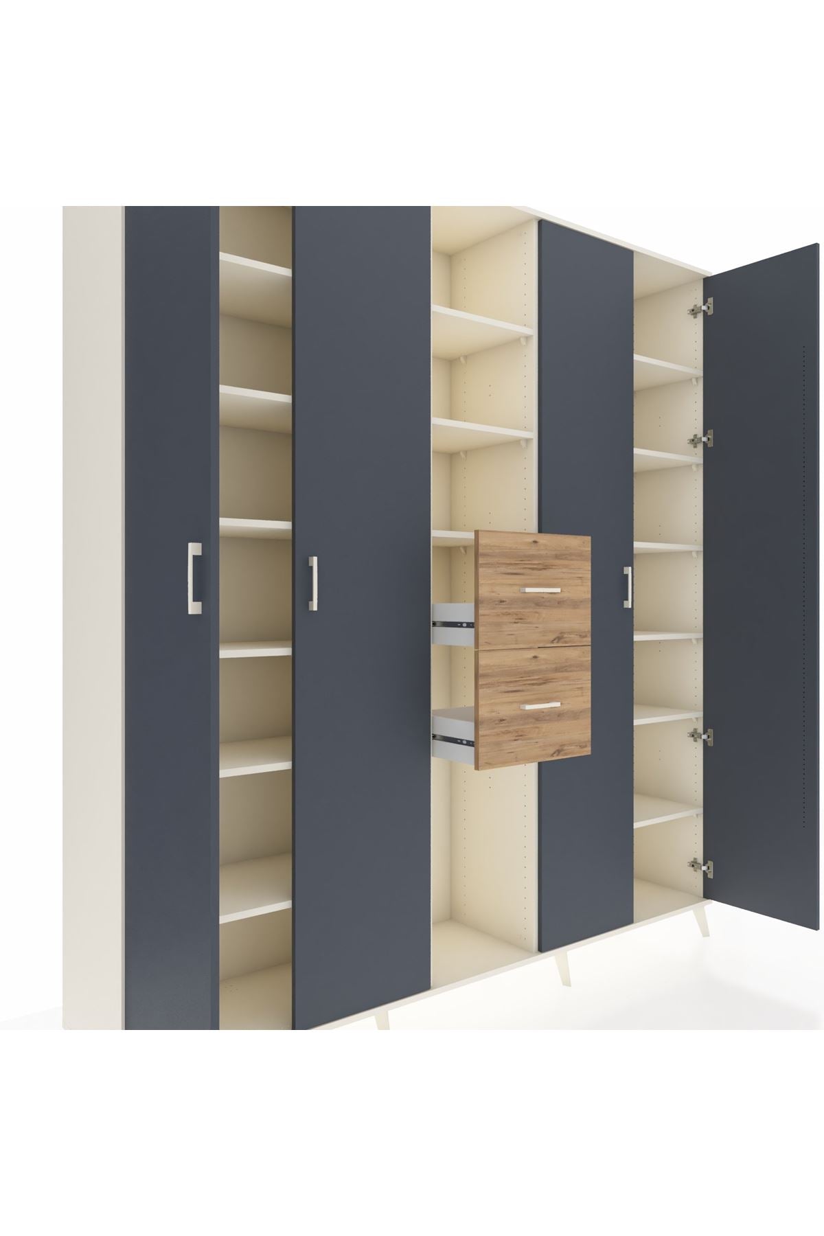 Hyperion Dolap 15 Raflı 2 Çekmeceli 4 Kapaklı 220x44x243 - S553M018V09B