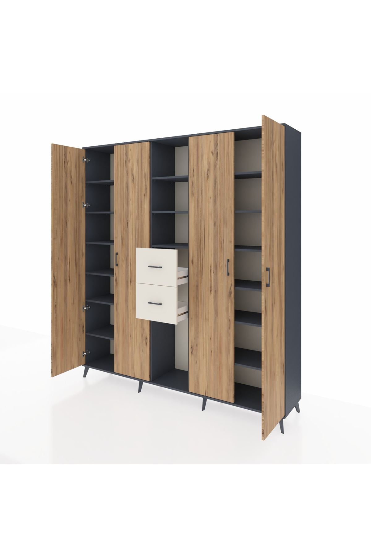 Hyperion Dolap 15 Raflı 2 Çekmeceli 4 Kapaklı 220x44x243 - S553M018V10B