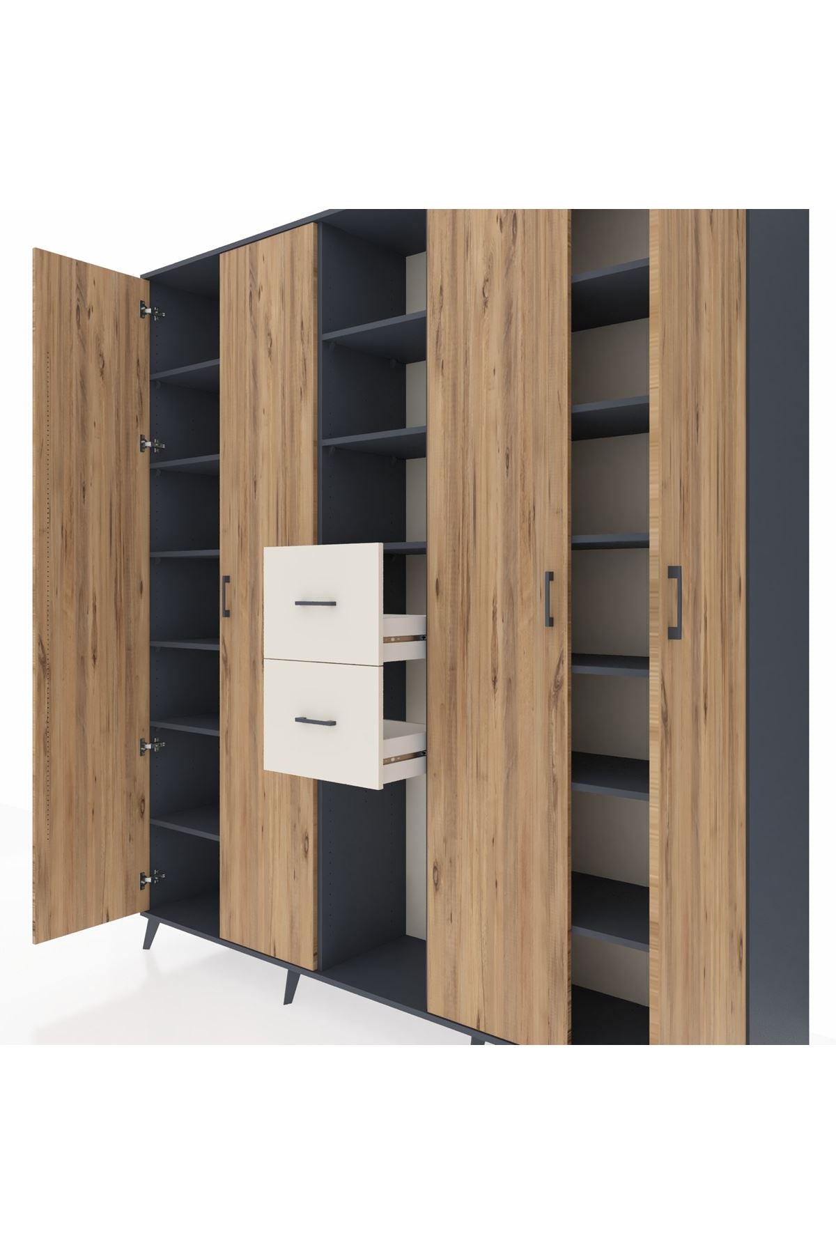 Hyperion Dolap 15 Raflı 2 Çekmeceli 4 Kapaklı 220x44x243 - S553M018V10B