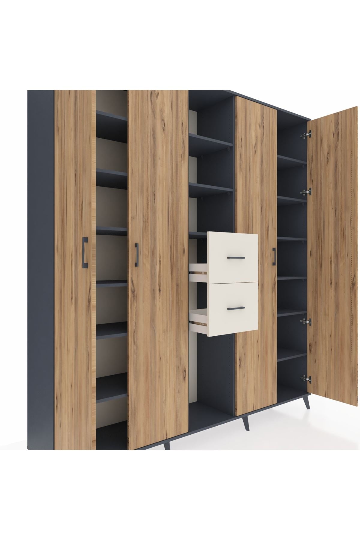 Hyperion Dolap 15 Raflı 2 Çekmeceli 4 Kapaklı 220x44x243 - S553M018V10B