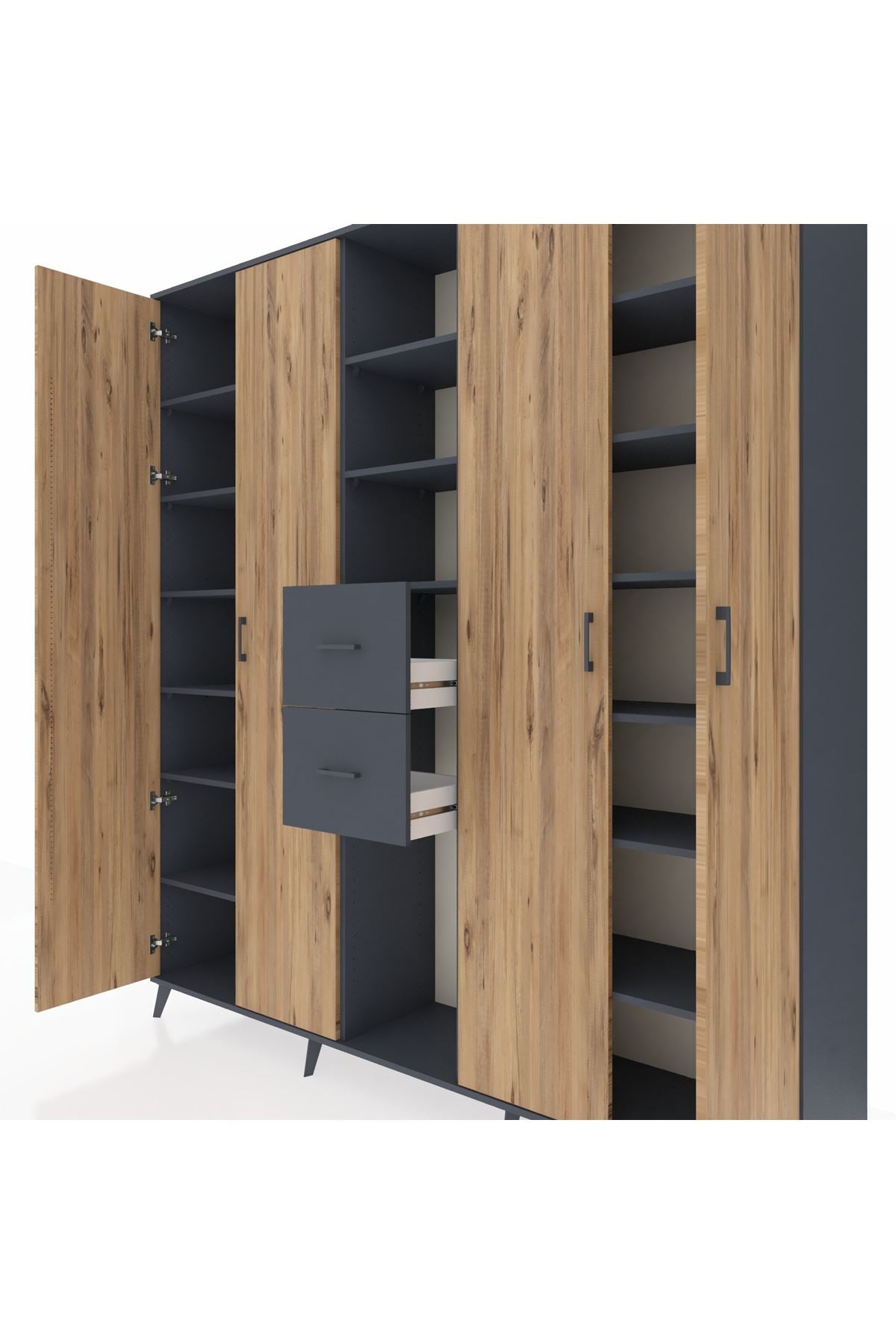 Hyperion Dolap 15 Raflı 2 Çekmeceli 4 Kapaklı 220x44x243 - S553M018V11B