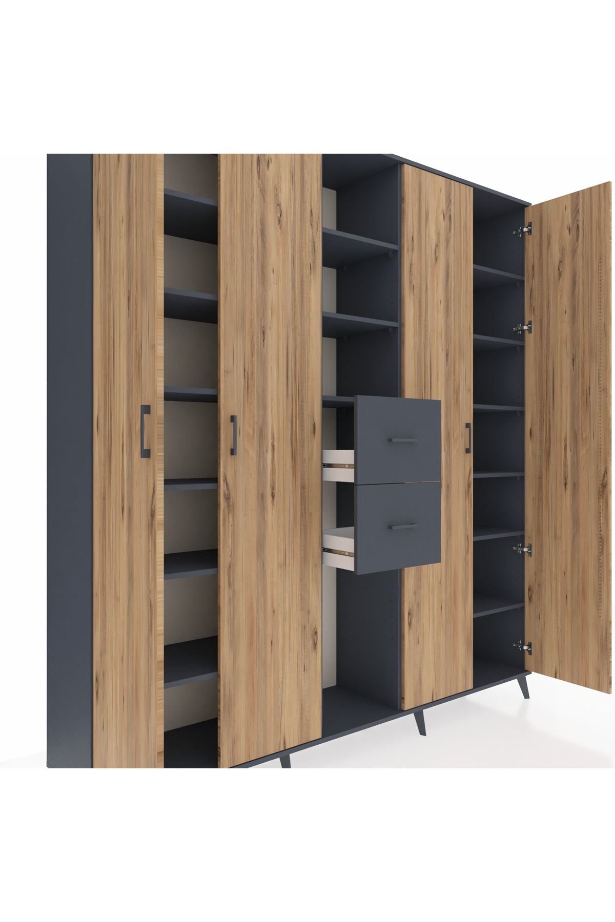 Hyperion Dolap 15 Raflı 2 Çekmeceli 4 Kapaklı 220x44x243 - S553M018V11B