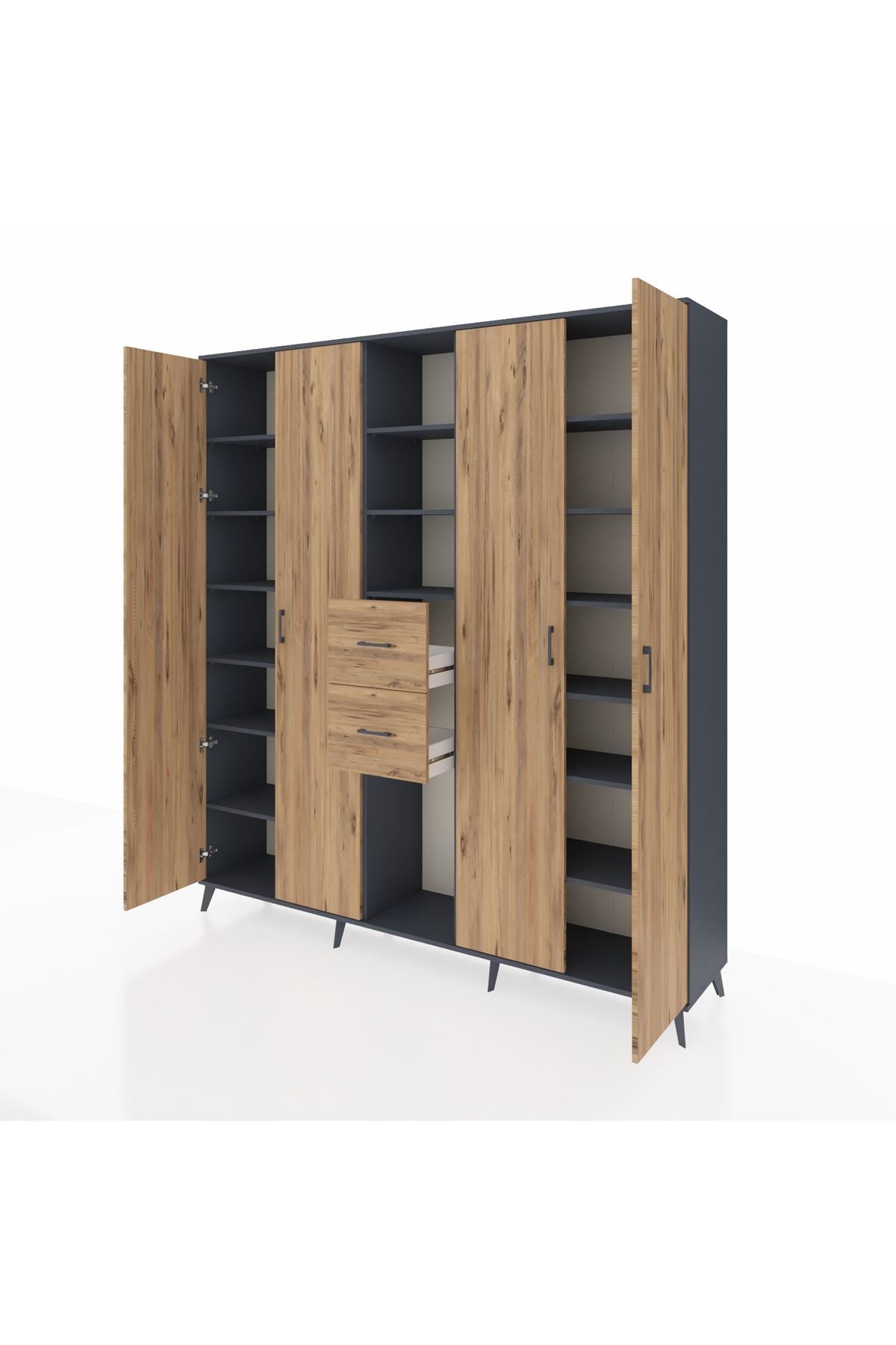 Hyperion Dolap 15 Raflı 2 Çekmeceli 4 Kapaklı 220x44x243 - S553M018V12B