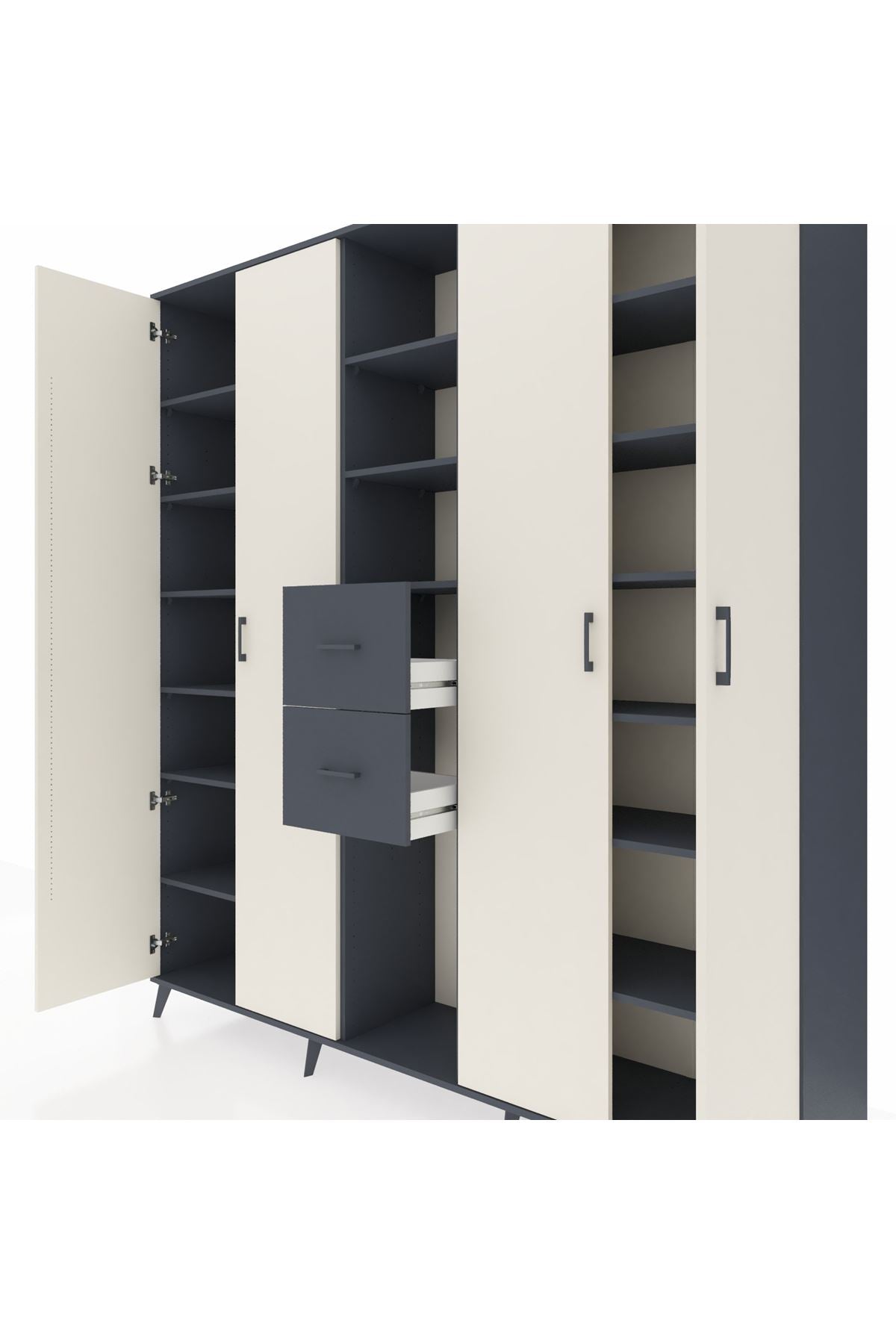 Hyperion Dolap 15 Raflı 2 Çekmeceli 4 Kapaklı 220x44x243 - S553M018V14B