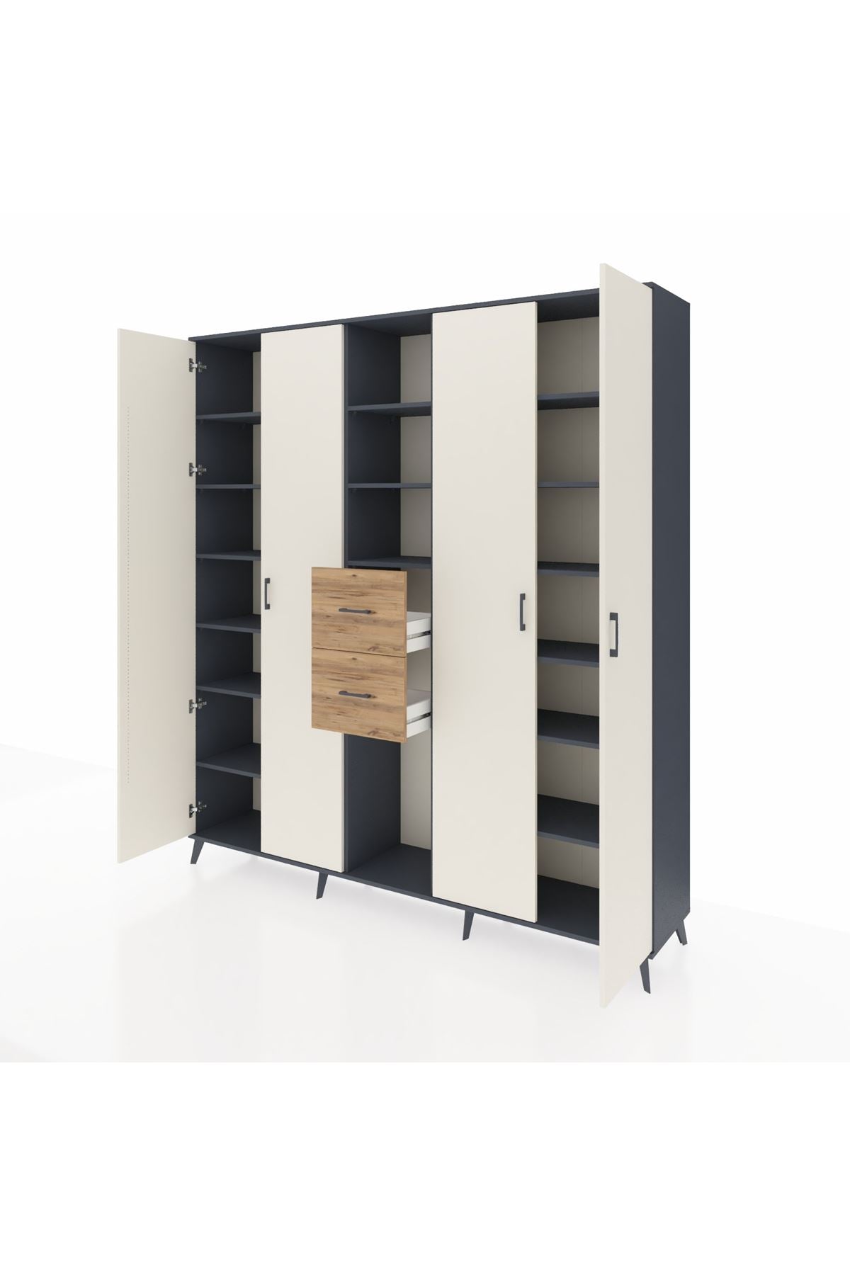 Hyperion Dolap 15 Raflı 2 Çekmeceli 4 Kapaklı 220x44x243 - S553M018V15B