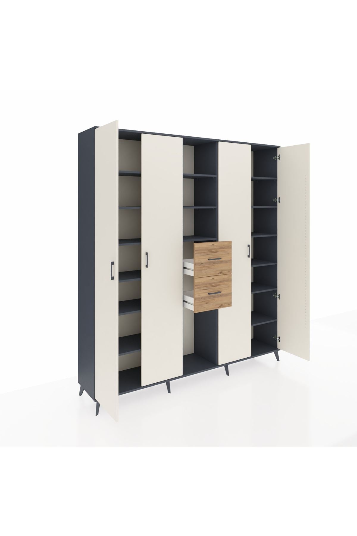 Hyperion Dolap 15 Raflı 2 Çekmeceli 4 Kapaklı 220x44x243 - S553M018V15B