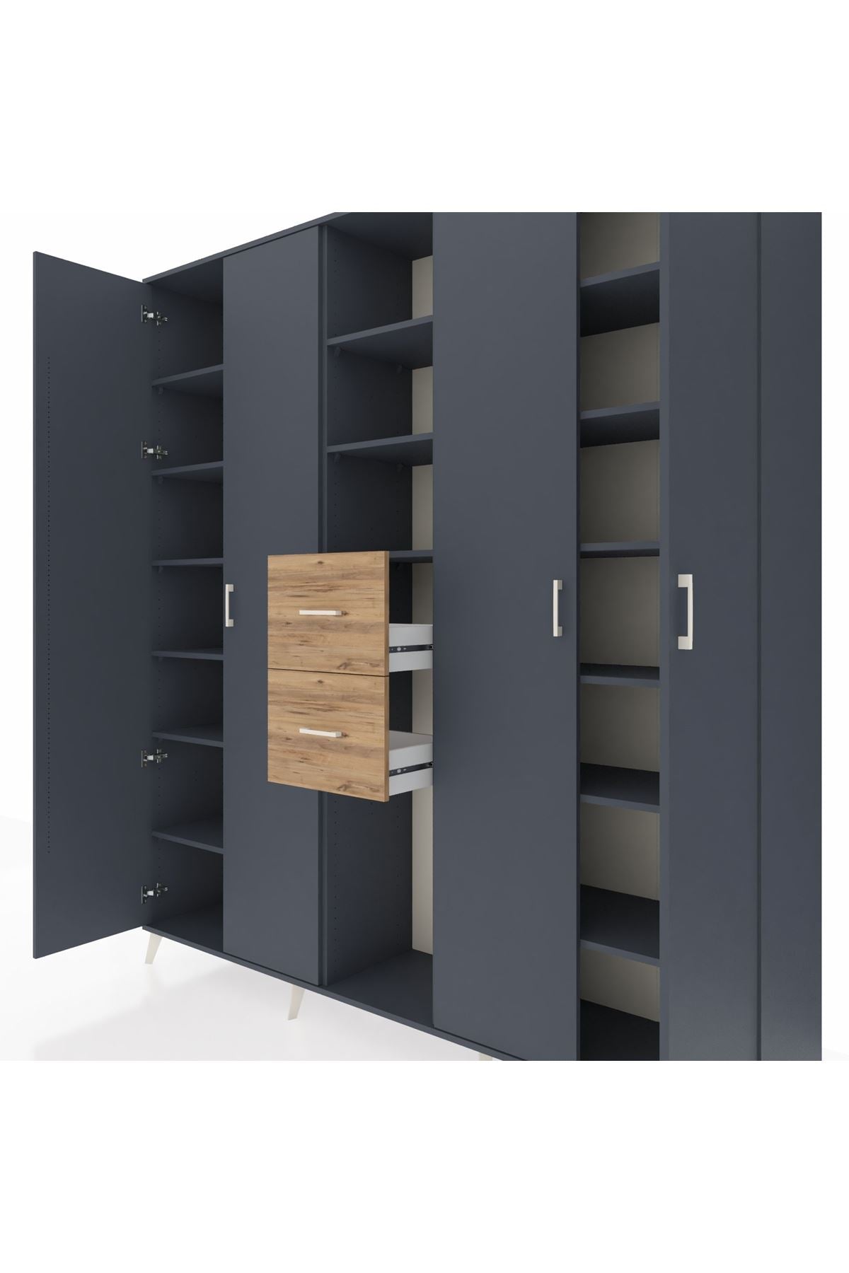 Hyperion Dolap 15 Raflı 2 Çekmeceli 4 Kapaklı 220x44x243 - S553M018V18B