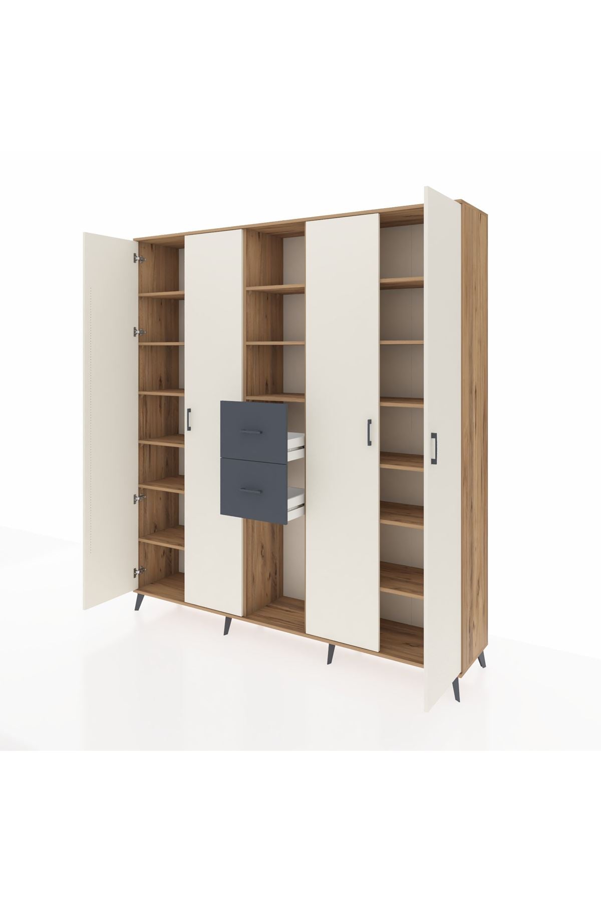 Hyperion Dolap 15 Raflı 2 Çekmeceli 4 Kapaklı 220x44x243 - S553M018V23B