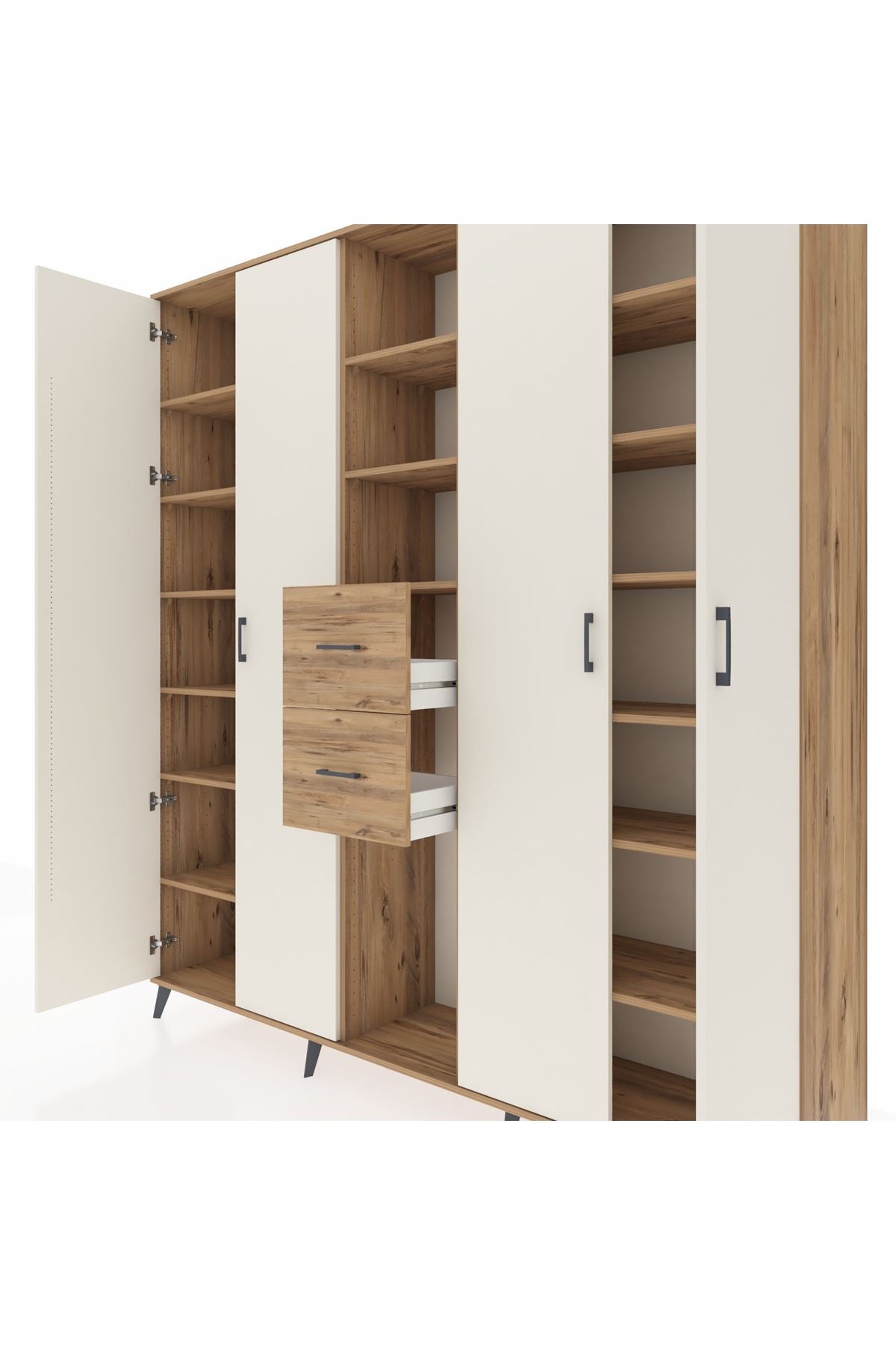 Hyperion Dolap 15 Raflı 2 Çekmeceli 4 Kapaklı 220x44x243 - S553M018V24B