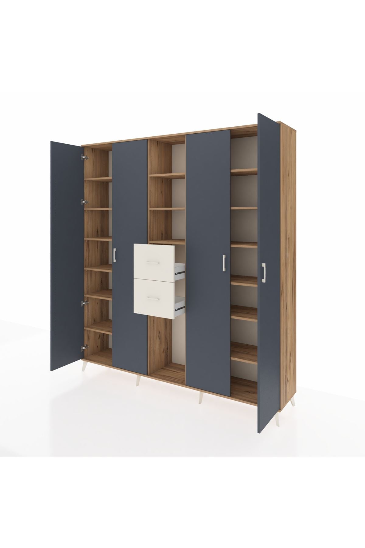 Hyperion Dolap 15 Raflı 2 Çekmeceli 4 Kapaklı 220x44x243 - S553M018V25B