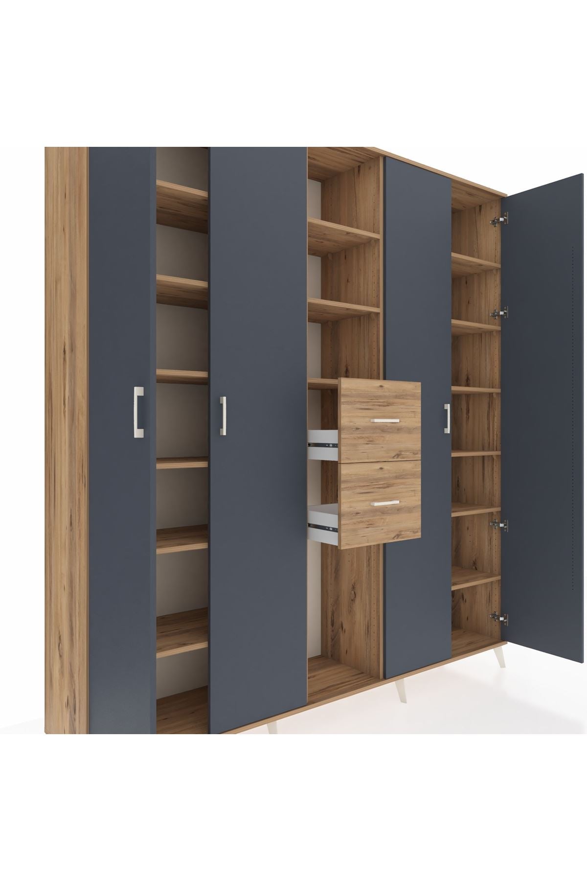 Hyperion Dolap 15 Raflı 2 Çekmeceli 4 Kapaklı 220x44x243 - S553M018V27B